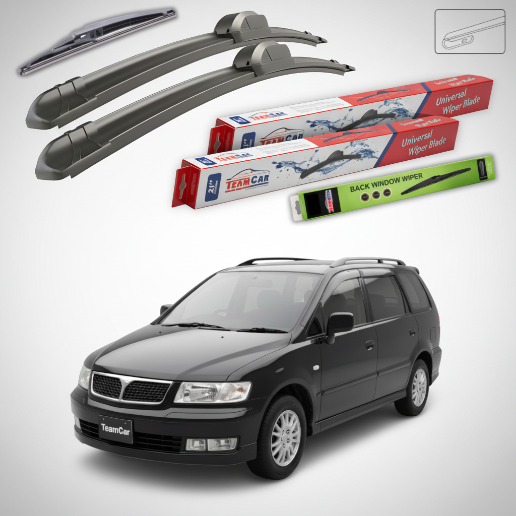 Ștergătoare TeamCar® pentru Mitsubishi Space Wagon III (N8_W, N9_W) 1998–2004 – Set Față și Spate Flat