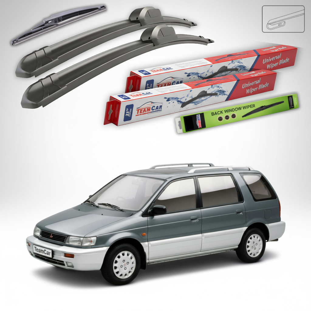 Ștergătoare TeamCar® pentru Mitsubishi Space Wagon II (N3_W, N4_W) 1991–1998 – Set Față și Spate Flat
