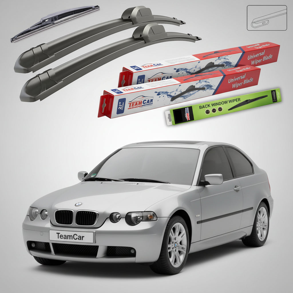 Ștergătoare TeamCar® pentru BMW Seria 3 Compact (E46) 2001–2005 – Set Față și Spate Flat