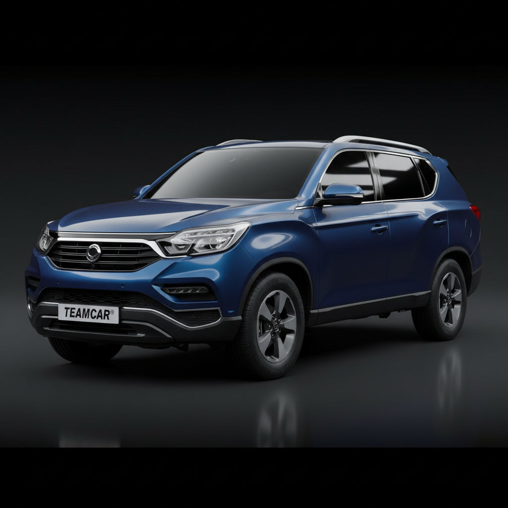 SUV ssangyong g4 rexton albastru cu fundal negru.
