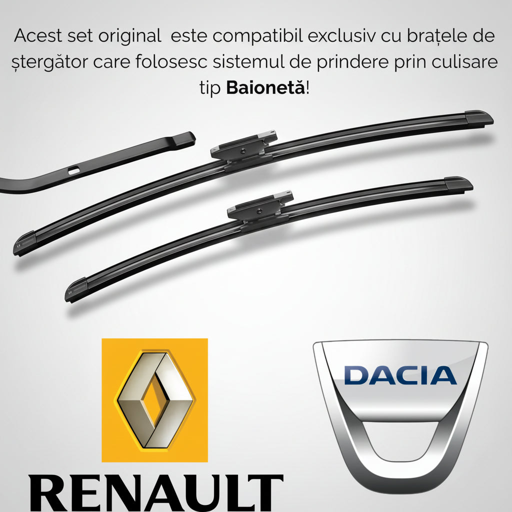Ștergătoare flat oroginale Renault cu prindere baionetă.
