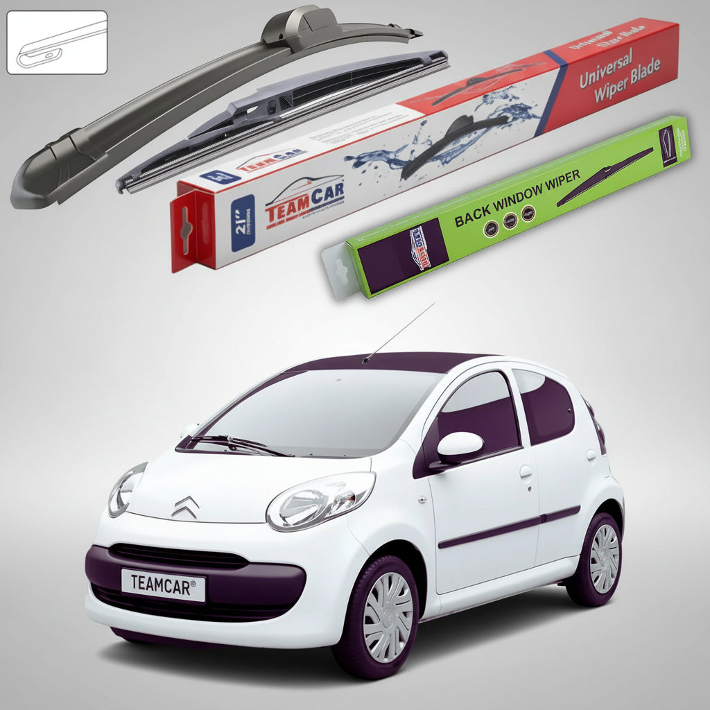 Ștergătoare Citroën C1 Gen I B0 Hatchback 2005-2014 | Ștergător Față și Spate Flat – TeamCar®