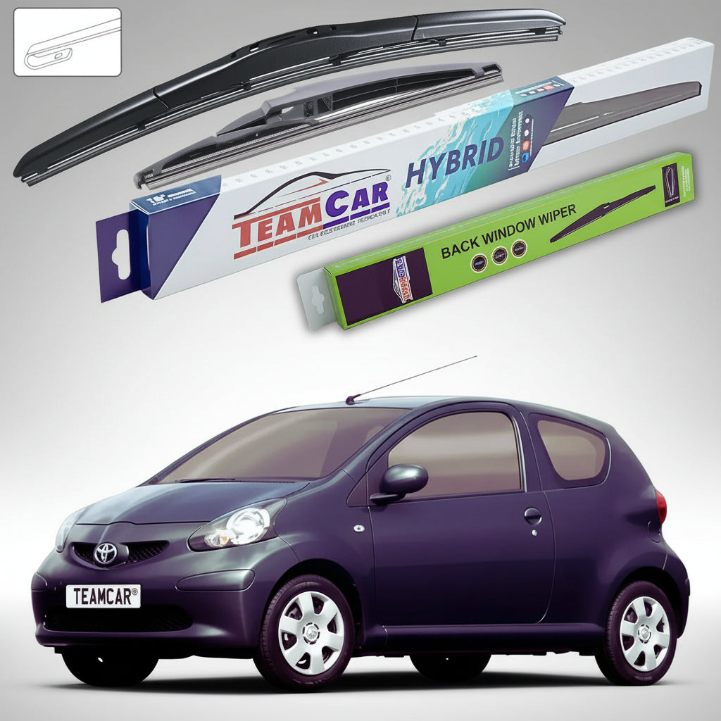 Ștergătoare Toyota Aygo B10 Hatchback 2005-2014 | Set Față și Spate Hibrid – TeamCar®