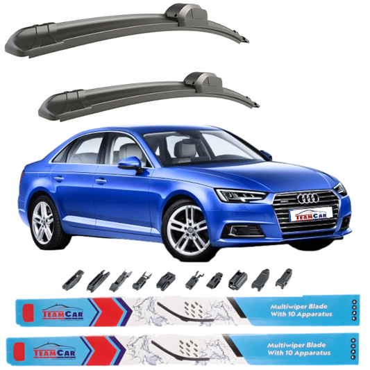 Car wiper blades with an Audi A4 B9 (2016–prezent) and Team Car branding on a white background