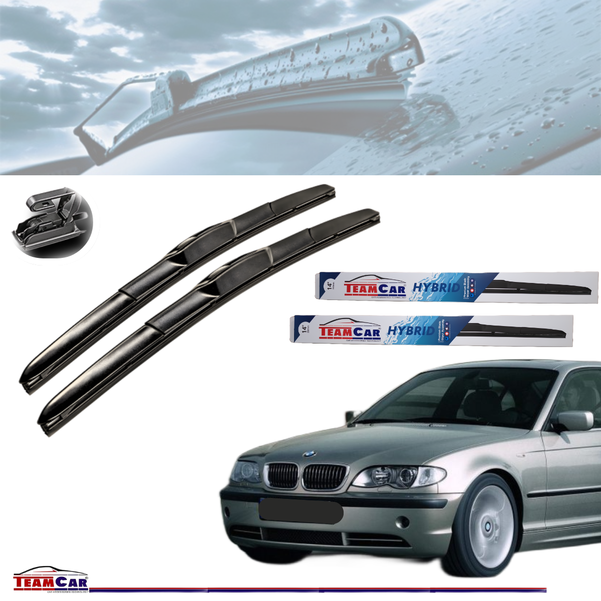 Ștergătoare TeamCar® BMW Seria 3 E46 (1998–2006) Hybrid – Set față