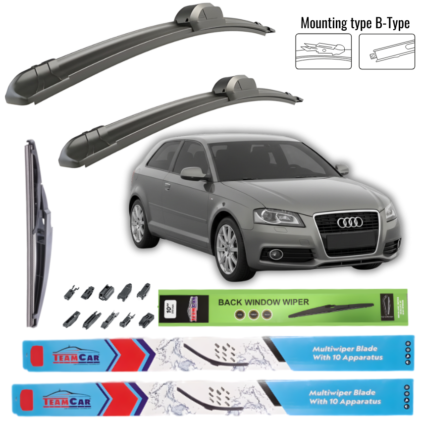 Wipers Audi A3 (8P1 Facelift 3 doors) 2008-2013 – Complete Set 