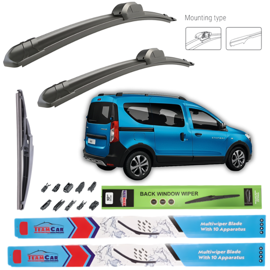 Wipers Dacia Dokker Stepway 2015 - 2018 - Complete set