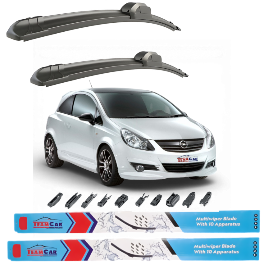 Car wiper blades with a white car and TeamCar branding on a white background