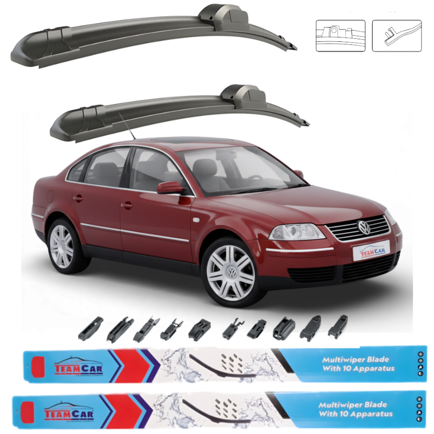 Car wiper blades with a red car and Team Car branding on a white background