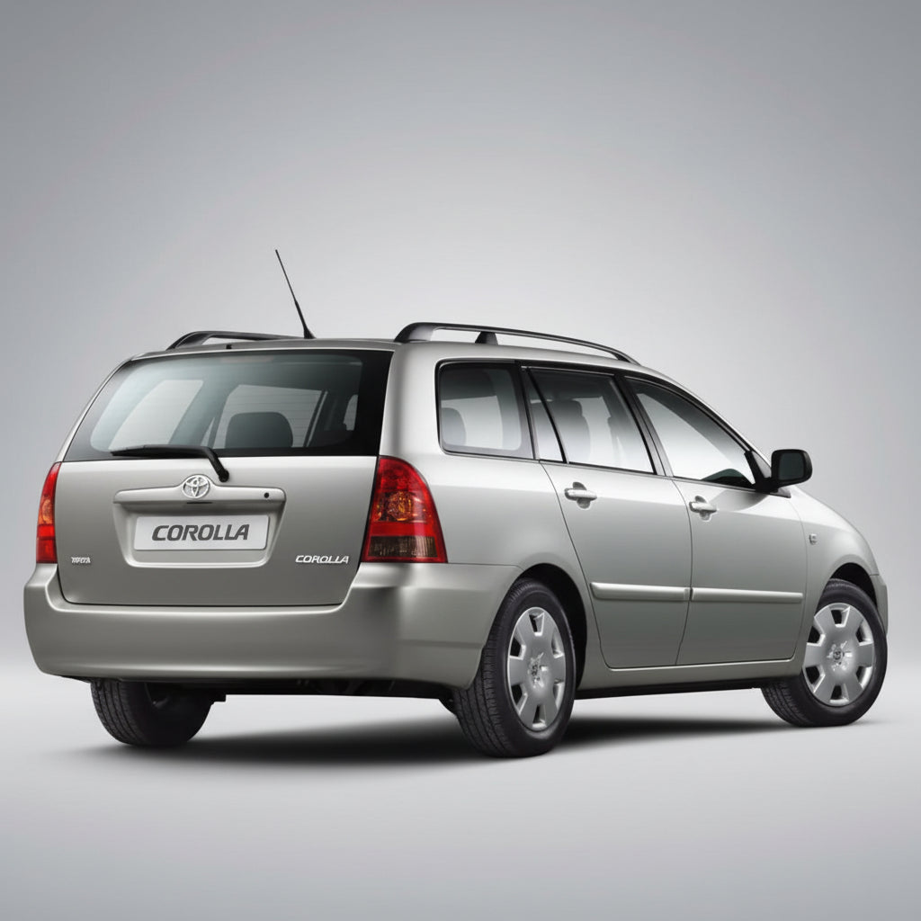 Silver Toyota Corolla car on a white background