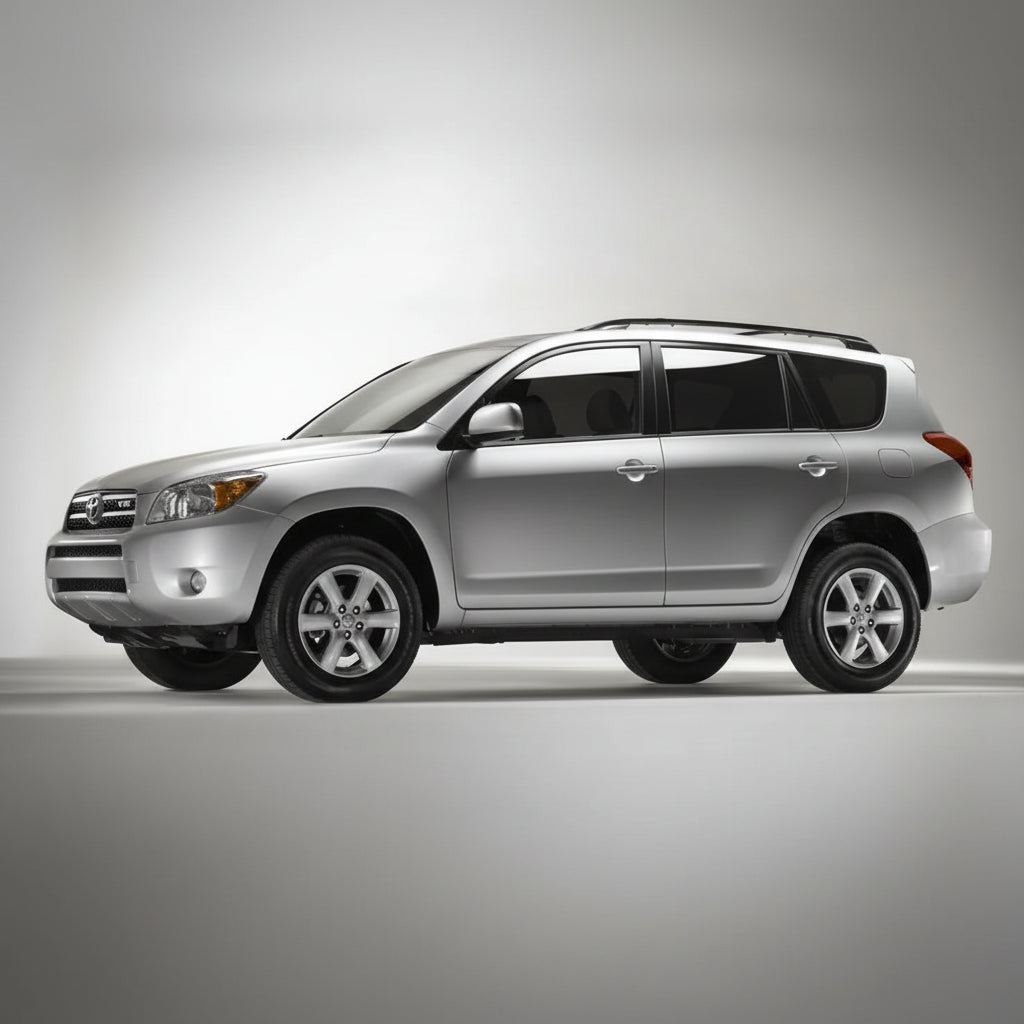 Silver SUV on a gray background