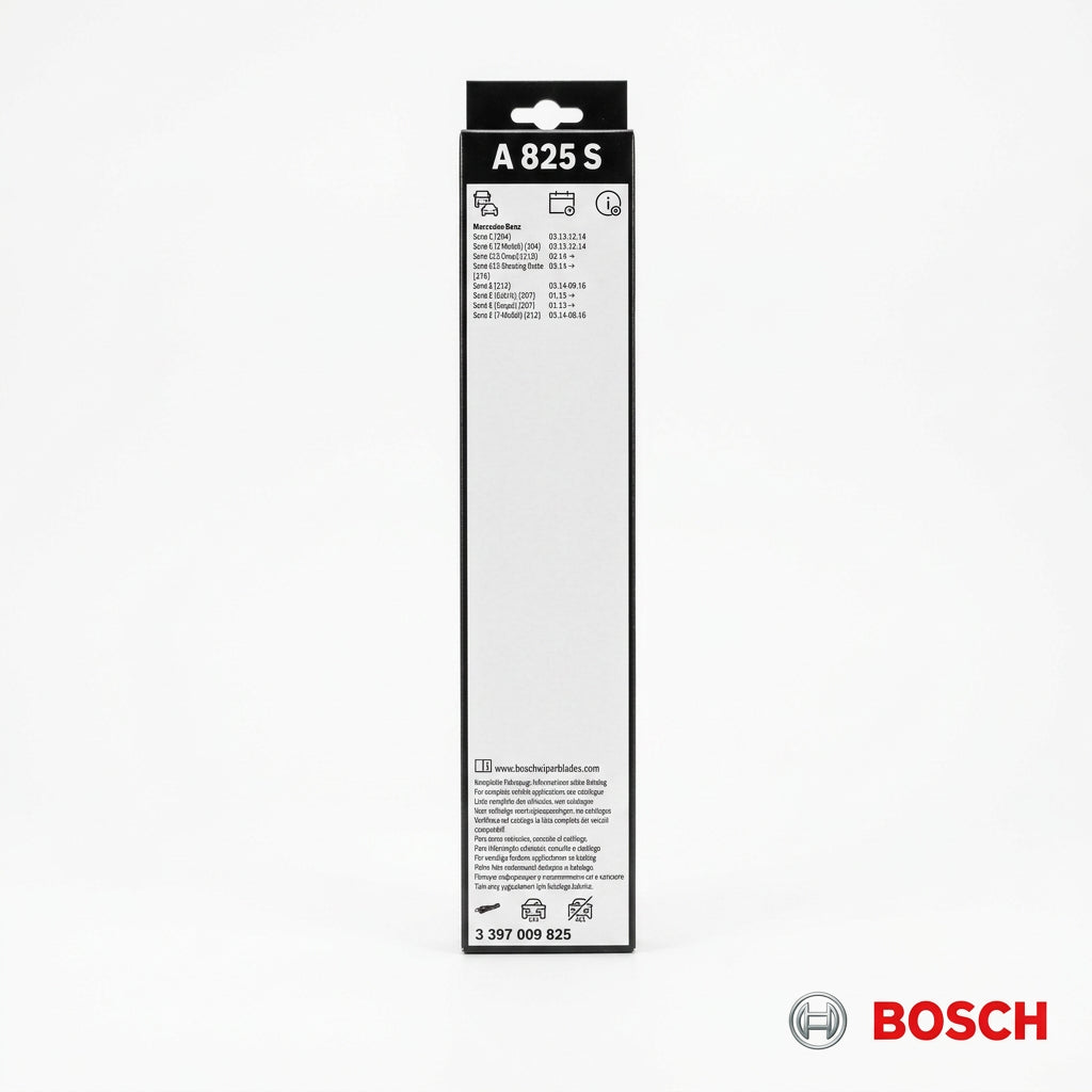Eticheta ambalajului Bosch A825S cu aplicații Mercedes-Benz și codul 3 397 009 825