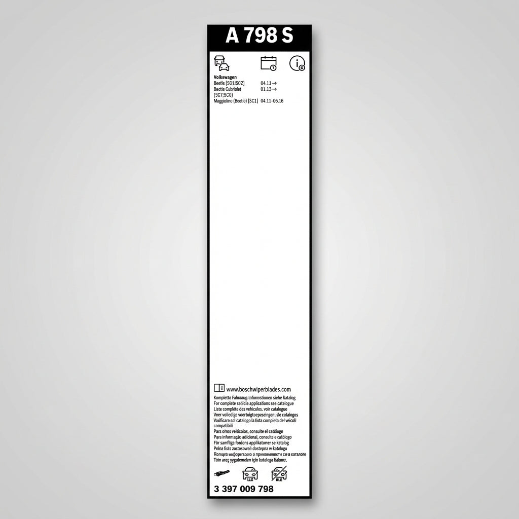 Eticheta Bosch A798S cu codul 3 397 009 798 și aplicații Volkswagen Beetle