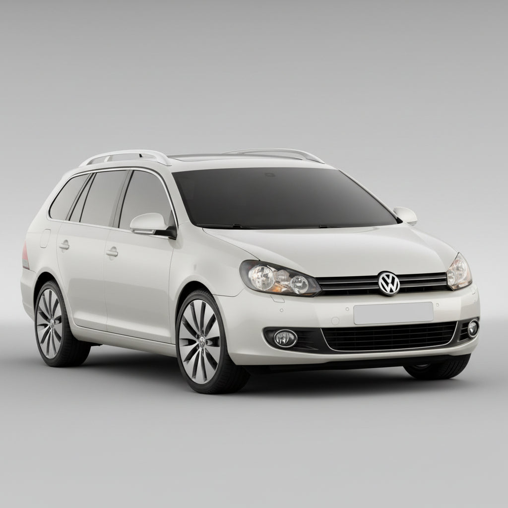 White Volkswagen car on a gray background