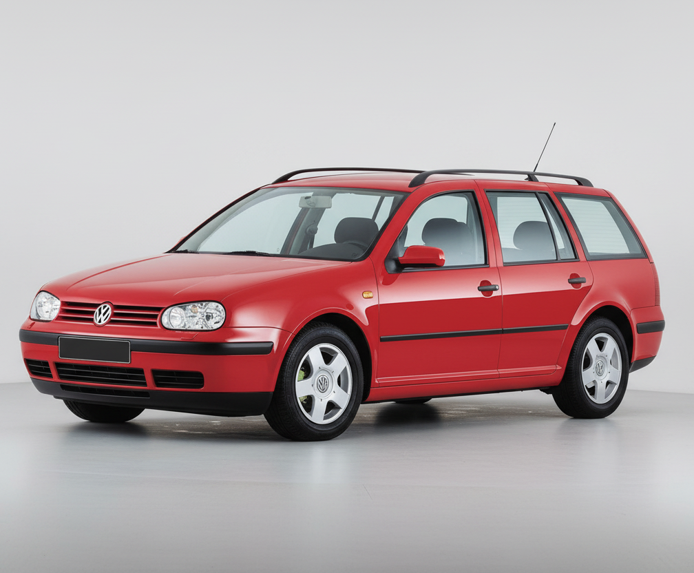 Red Volkswagen car on a white background