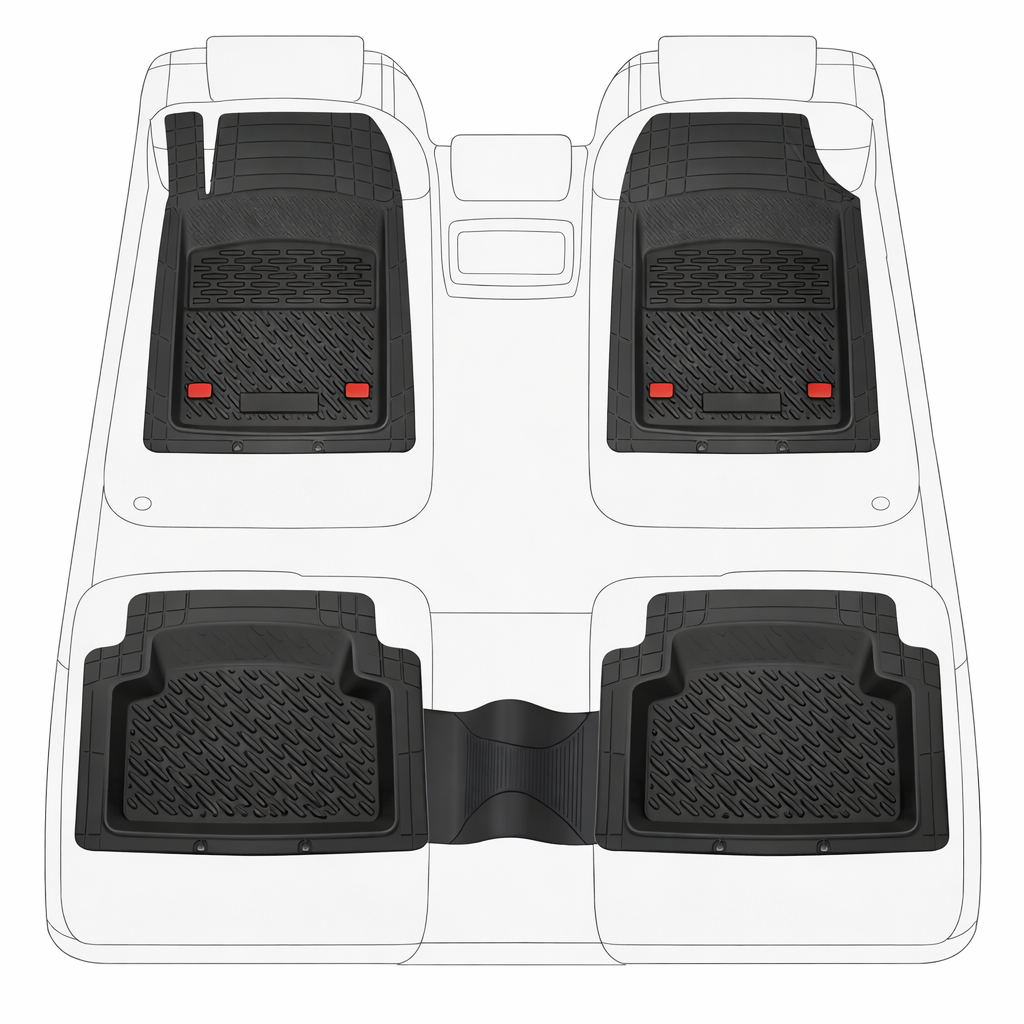 Covorase auto tip tavita dedicate pentru Covorase Seat Toledo MPV Mk3 Compatibile 2004-2009 | Red - cauciuc antiderapant, usor de curatat