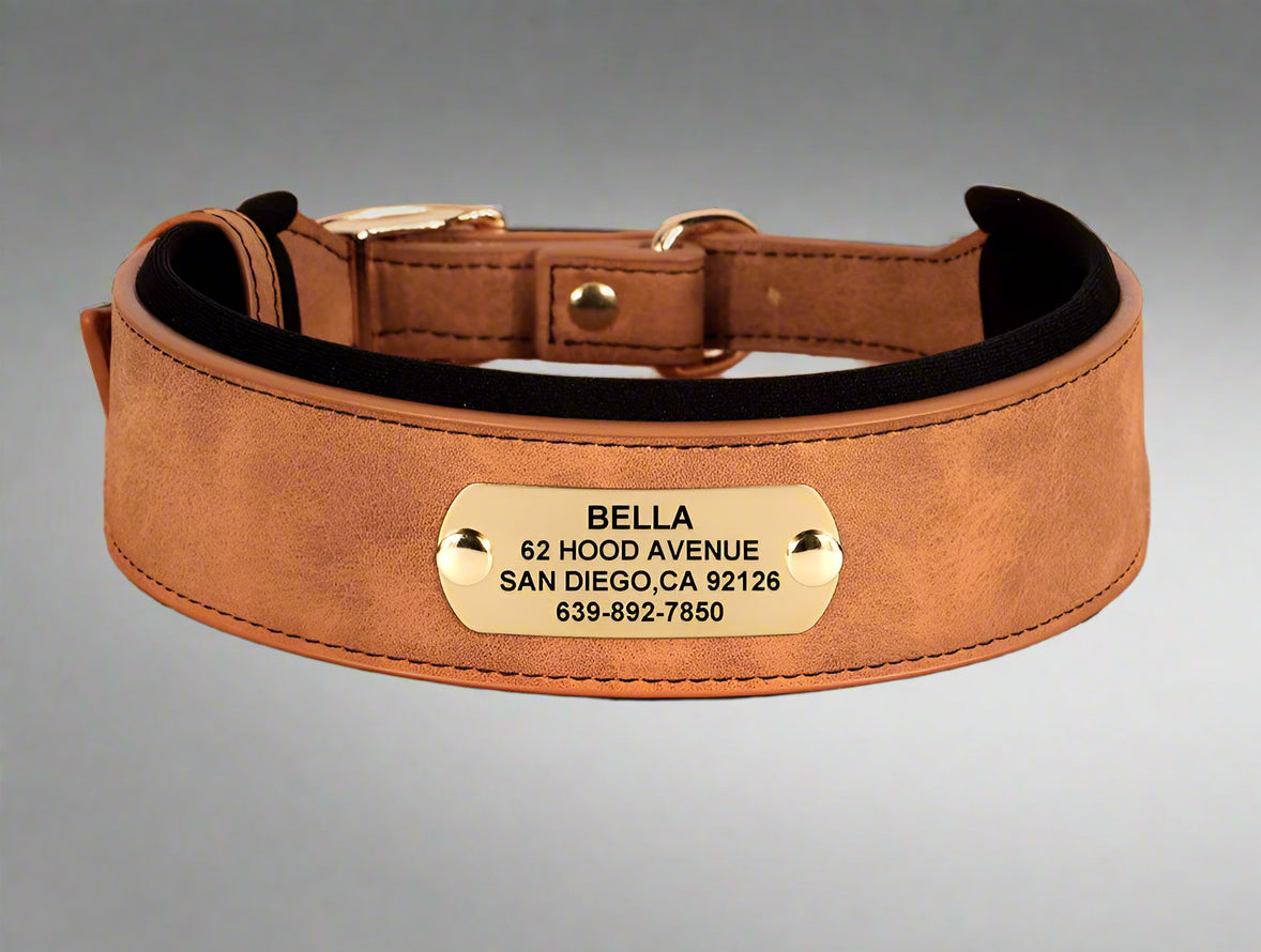 zgarda personalizata caini talie mare maro cu negru